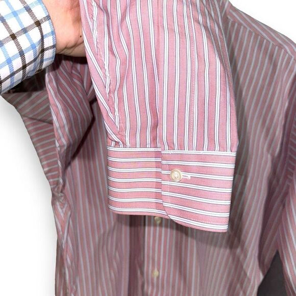 Red Striped Brooks Brothers Non-Iron Button Down Shirt M 16 - Picture 5 of 8